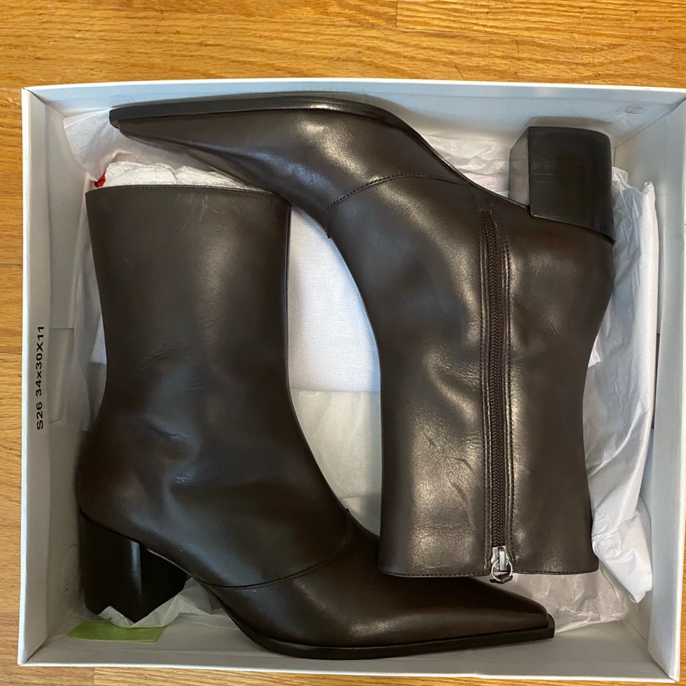 Shchutz Raffaela Dark Brown Leather Ankle Boots - Size 7.5